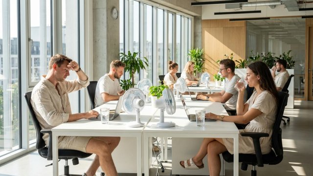 Hitze im Büro: Wie Klimaanlagen und flexible Arbeitszeiten Produktivität sichern
